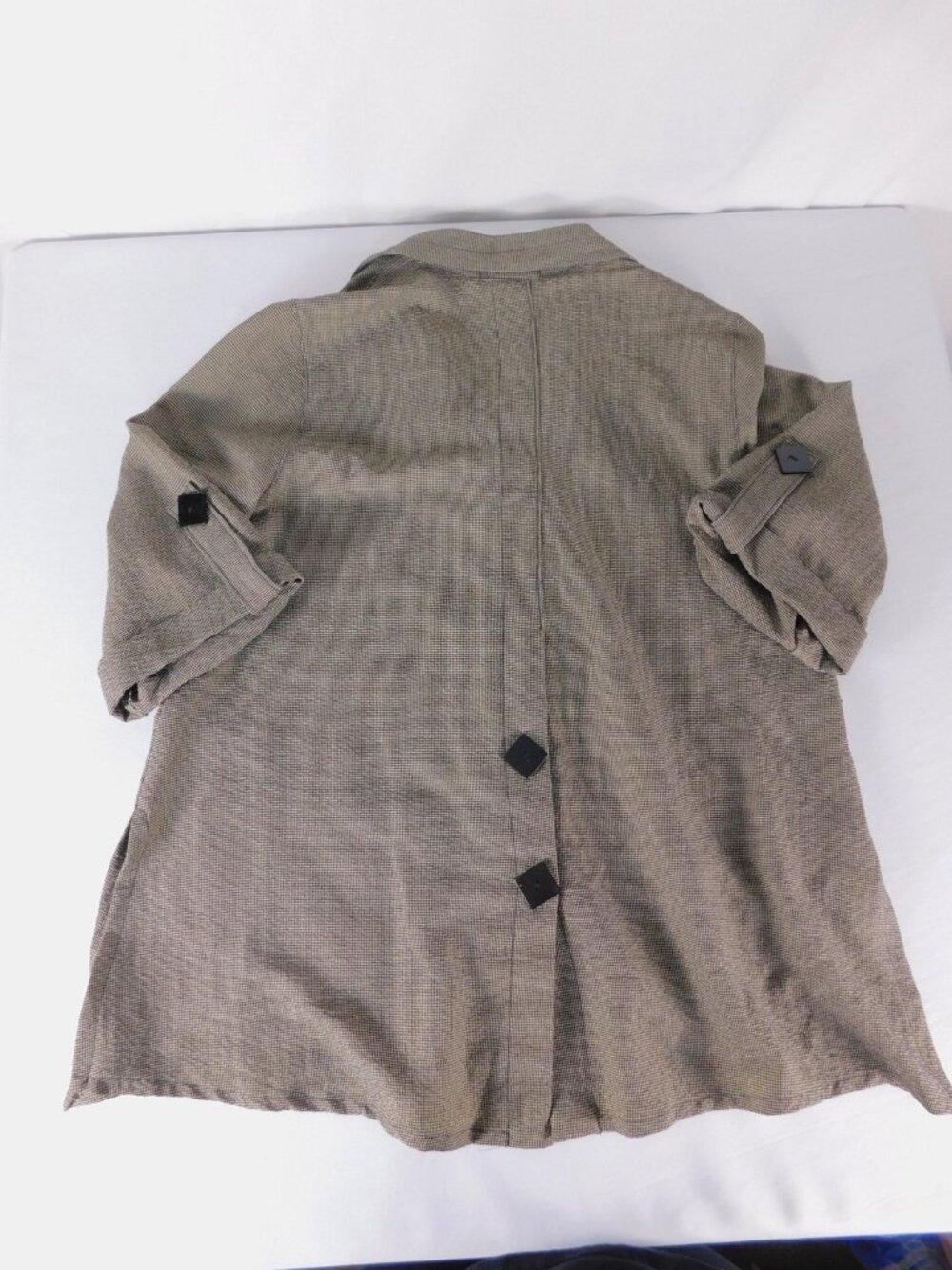Moonlight Blazer Womens M Beige Check 3/4 Sleeve Button Front Pockets Jacket - Picture 10 of 12